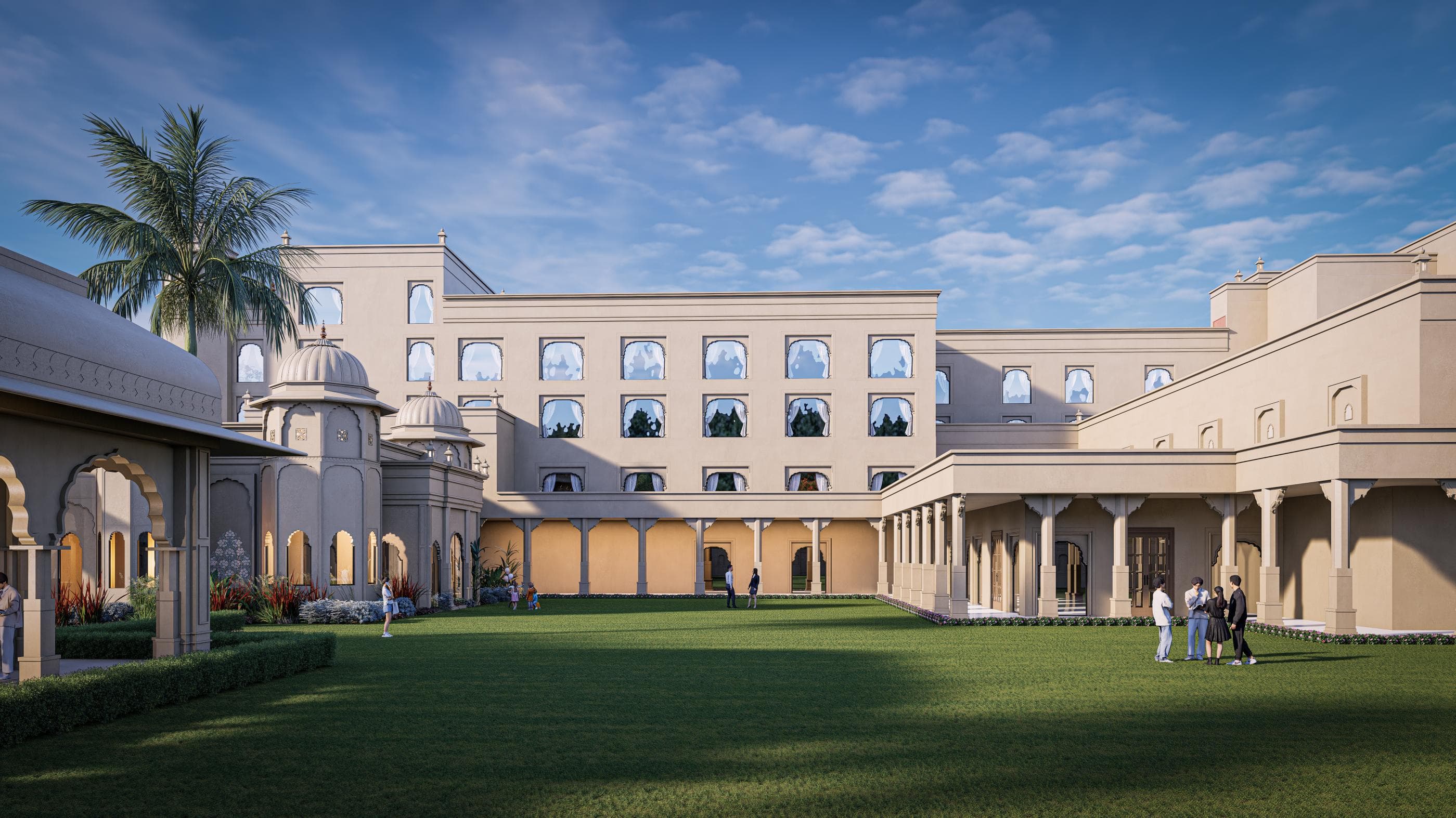 Taj Ranthambore palace courtyard render